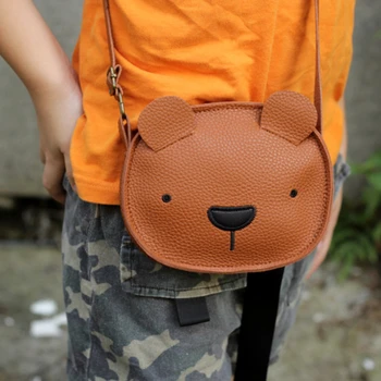 Раница с сладък мечок за момичета и момчета, модерна чанта-месинджър през рамо от изкуствена кожа