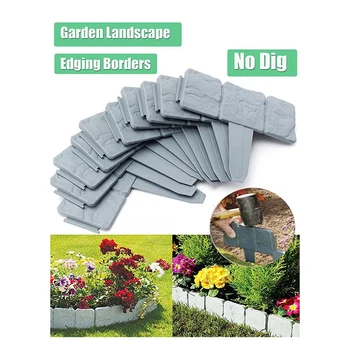 20 предмети за кантиране на градинския пейзаж No Dig Сиво пластмаса За ландшафтен дизайн, пластмасова ограда на тревата