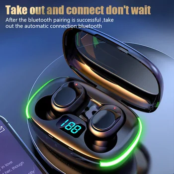 Слушалки Y70 TWS Безжични Bluetooth слушалки 5.1 с цифров дисплей, стерео слушалки Hi-Fi слушалки в ушите с микрофон за всички смартфони