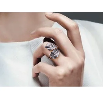 Мъжки и женски пръстен от тайландски сребро 925 проба, персонални Корейското издание, пръстени за пръстите си с преувеличени листа, разнообразни бижута KOFSAC Мъжки и женски пръстен от тайландски сребро 925 проба, персонални Корейското издание, пръстени за пръстите си с преувеличени листа, разнообразни бижута KOFSAC 1