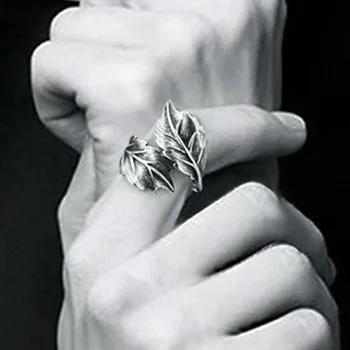 Мъжки и женски пръстен от тайландски сребро 925 проба, персонални Корейското издание, пръстени за пръстите си с преувеличени листа, разнообразни бижута KOFSAC Мъжки и женски пръстен от тайландски сребро 925 проба, персонални Корейското издание, пръстени за пръстите си с преувеличени листа, разнообразни бижута KOFSAC 3
