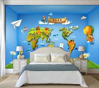 beibehang papel de parede Тапети по поръчка 3D стенопис от сигурна карта на света, на фона на детска стая на тапети за дома тапети