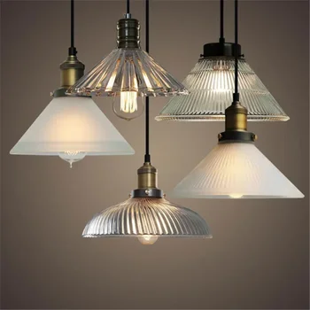 Ретро Стъклена окачена лампа, Американската Медни подвесная лампа, Месингови творчески Минималистичные полилеи, украса на стаята за лампи