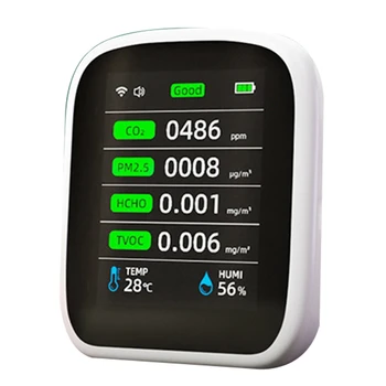 Wifi Портативен Измерител на Качеството на въздуха 8 В 1 PM1.0 ФПЧ2.5 PM10 CO2 TVOC HCHO Тестер температура И влажност на въздуха Въглероден диоксид