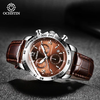 Мъжки часовник с бизнес календар, луксозни светещи водоустойчив ръчен часовник с хронометражем, модерен класически часовници OCHSTIN пилотна серия за мъже