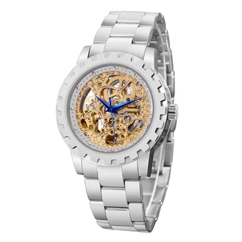 Мъжки механичен часовник BERNY, луксозен Скелет, Ръчно изложба от вороненой стомана, Задната част на кутията, Светещ Часова етикета, Водоустойчив Мъжки часовник