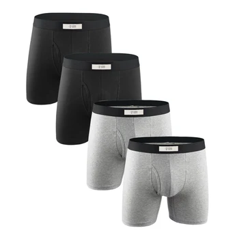 Памучни мъжки къси панталони-боксерки feichan ashion, мъжки спортни продълговати еластични дишащи чанти за пълна подкрепа на отворено боксерское бельо