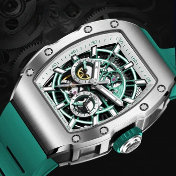 Мъжки механичен часовник BRUBOSES самостоятелно ликвидация от неръждаема стомана 316L Ежедневни модни часовници за мъже в подарък