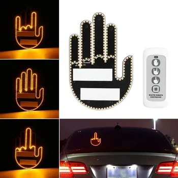 Индикатор жестове на средния пръст на колата, една led индикатор жестове с ръка, забавна сигнална лампа с дистанционно управление за задното стъкло