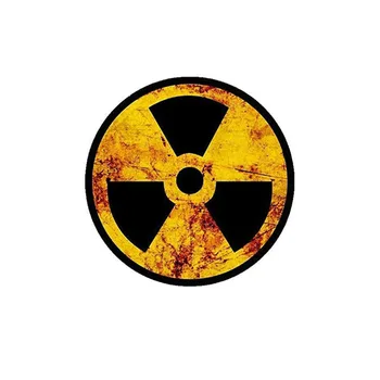 Предупредителен стикер на колата с радиоактивен ядрената радиация, стикер със символ в селски стил за автомобил за лаптоп, стикер на бронята, PVC 10 см. * 10 см
