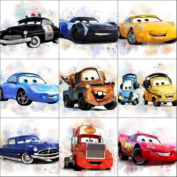 5D САМ Диамантена Живопис Дисни Pixar Автомобили Акварел Светкавица Маккуин Ръчна Бродерия Мозайка Изкуство Планински Кристал Начало Декор Подарък