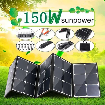 Преносим диск за слънчева енергия Sunpower мощност 120 W, сгъваема чанта, външна преносима акумулаторна батерия, фотоелектричния захранване на 18 В