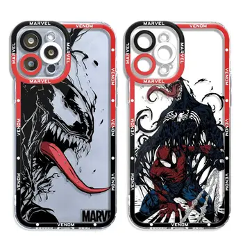 Прозрачен Калъф Venom Red Spider За Apple iPhone 15 15 Plus Pro 15 15 Pro Max Angel Eyes Меки Корици Силикон Прозрачен Калъф