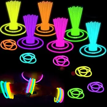 Комплект светещи пръчици за партита, 100 бр, светещи пръчки с жак, ультраяркие 8-инчов светят в тъмното пръчки за парти на басейна, на концерта