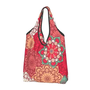 Забавна Мандала Цвете Deanfun Цветни Торбички За Пазаруване Преносима Продуктова Пазарска Чанта През Рамо