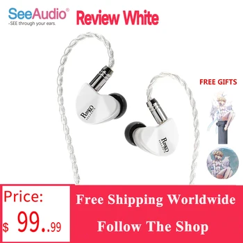 Преглед на SeeAudio x Z Бели Хибридни слушалки Rinko 1DD + 1планарные Монитори-втулки HiFi Слушалки с Кабел J-POP Музикални Слушалки 2Pin 0.78