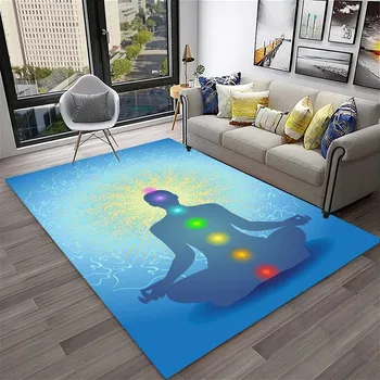 Rainbow 7 Чакра Медитация Йога Мек Килим Противоскользящий килимче за Хола Спални Разтегателен Мат Декор на Банята Подложка За Пода