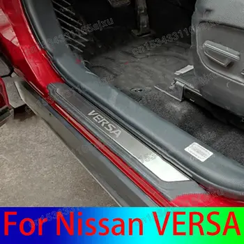 Автомобилни Аксесоари Тампон върху педала на прага, Декоративни панел за педалите, 4ШТ Пластмаса, неръждаема стомана, за да 2020-2023 Nissan VERSA