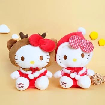Sanrio Christmas & elk style Hello Kitty, плюшени играчки, Красиви декорации от аниме, Мека възглавница, подарък за рожден Ден, Коледа