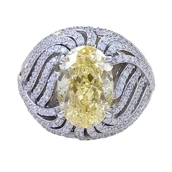 Новост 2023 година S925 Сребро 8 *12 мм, жълт диамант с формата на яйце, кройката 
