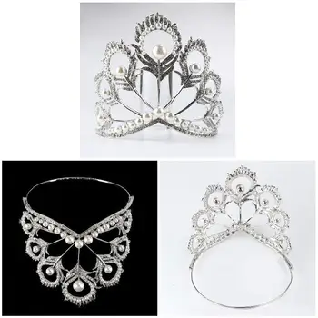 Модни Перлено-crystal Crown Елегантна Сребърна Диадема от изкуствена Перла с блестящи кристали Женски Аксесоари за коса В подарък