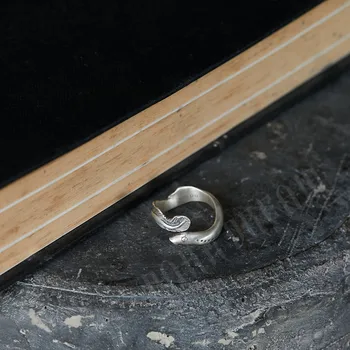 Висококачествено винтажное пръстен от 100% чисто сребро 925 проба с отваряеми пръстени от риба-змиорка за подарък за рожден ден Висококачествено винтажное пръстен от 100% чисто сребро 925 проба с отваряеми пръстени от риба-змиорка за подарък за рожден ден 5