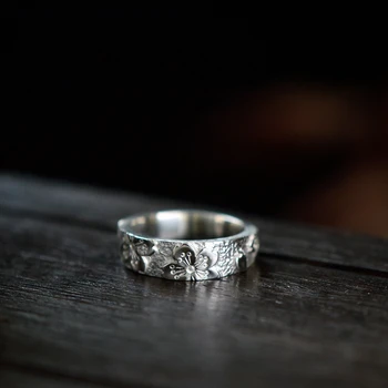 Реколта ръчна дърворезба като цветове на череша, пръстени с цветя за мъже, женски регулируема годежен пръстен, пръстени за двойката, бижута, аксесоари за влюбени Реколта ръчна дърворезба като цветове на череша, пръстени с цветя за мъже, женски регулируема годежен пръстен, пръстени за двойката, бижута, аксесоари за влюбени 2