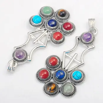 Мода 7 Исцеляющих Чакра Камъни Цвете, Висулка Колие Скъпоценен Камък Рейки Подарък Crystal Топчета Риека е Подходящ за Хаха