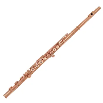 Висококачествена флейта с покритие от розово злато, френска 17-ключ клавиатура флейта с отворен отвор b, вземе подножието на флейта с една кутия
