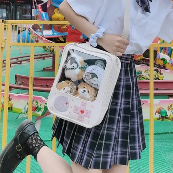 Малка квадратна чанта Дамски Нова Ins Японската мека чанта за момичета-пратеници, скъпа чанта за момичета от картун Аниме