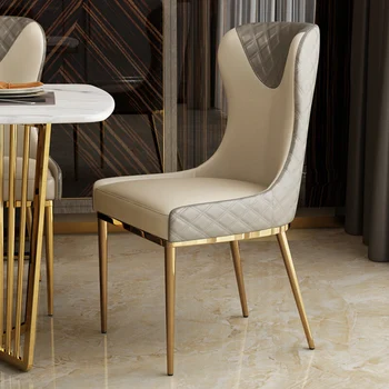 Скандинавските луксозни и Модерни трапезни столове с метални позлатени крака, Кожени дизайнерски столове от кралския акцент, мебели за хол и кухня WK
