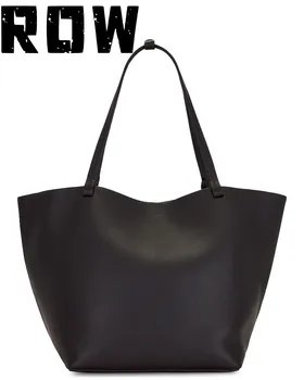 ROW2023 Дамски нова черна английска чанта от телешка кожа с голям капацитет за междуградски пътувания