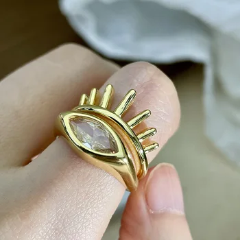 Изискан пръстен за очи златен цвят за жени, модни бижута с кубическим цирконием, Класически очарователно пръстен, Романтична Корейска модни аксесоари