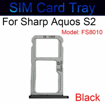Тава за sim-карти за Sharp Aquos S2 FS8010 Слот за тавата за Micro SIM-карти, държач за четене на SD карти, Резервни части за адаптер, Черен Тава за sim-карти за Sharp Aquos S2 FS8010 Слот за тавата за Micro SIM-карти, държач за четене на SD карти, Резервни части за адаптер, Черен 1
