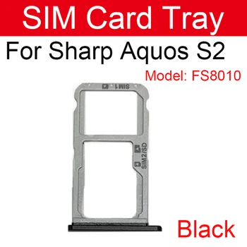 Тава за sim-карти за Sharp Aquos S2 FS8010 Слот за тавата за Micro SIM-карти, държач за четене на SD карти, Резервни части за адаптер, Черен Тава за sim-карти за Sharp Aquos S2 FS8010 Слот за тавата за Micro SIM-карти, държач за четене на SD карти, Резервни части за адаптер, Черен 4