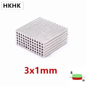 HKHK 50-10000 бр. мини-магнит с Диаметър 3x1 mm 1 mm мини-магнитен энкодер 3 мм x 1 мм силни магнитни стандарт 3x1 mm