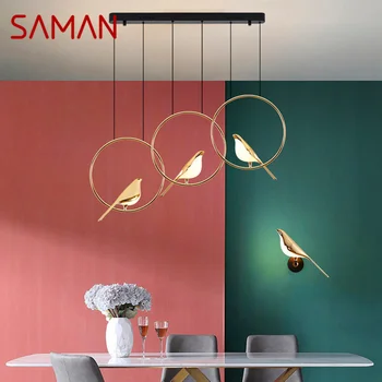 Окачен лампа SAMAN Nordic в стила на Постмодерното, Ретро led лампа с Птица, Креативен Дизайн, Интериор за домашен кабинет, Трапезария, Спалня