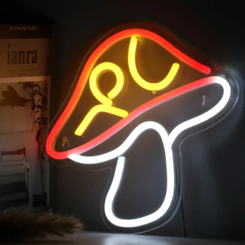 Chi-buy Червена Гъба LED Неонова реклама С Захранван От USB Неонови Надписи лека нощ 3D Стенно Изкуство и Детска Стая, Спалня, Всекидневна Декор Лампа Sig