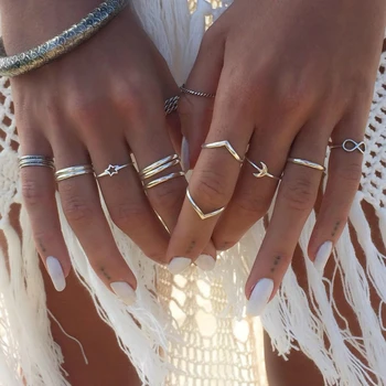 Нов пръстен, Модни Популярна личност, Богемное Пръстен в национален стил За жени Комбиниран Комплект Бижута от пръстените на Едро