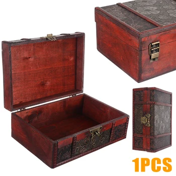 Кутия за съхранение на дребни украшения, ръчно изработени, Голямо Класическа Декоративна ковчег с ключалка за бижута, Дървена калъф за бижута, органайзер