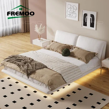 Подвесная легло с тумбочкой С led подсветка Дизайнерски минималистичная мебели за спалня на Тъканта, легло King/ Queen Size