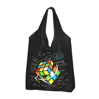 Математически кубче на Рубик, шапки Rubix, чанта за пазаруване, дамски забавна чанта за пазаруване, чанти голям капацитет