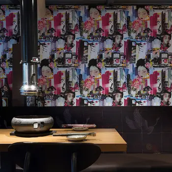 Японски тапети Стенопис Гейша Ресторант, бар, японска кухня, Суши-магазин, тапети, промишлени тапети, стенопис