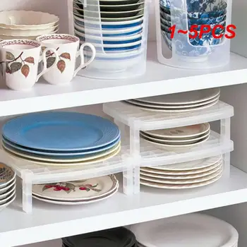 Органайзер за съхранение на чинии в размер 1-5 слоеве, Прозрачен Антибактериално Оттичане, с багажник, за съдове, Творчески кухненски рафтове за пестене на място