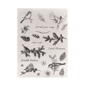 Y1UB Winter Birds, Прозрачни печати, Реколта силиконови уплътнения за scrapbooking, производство на пощенски картички, печат, декорация, Гумени печати