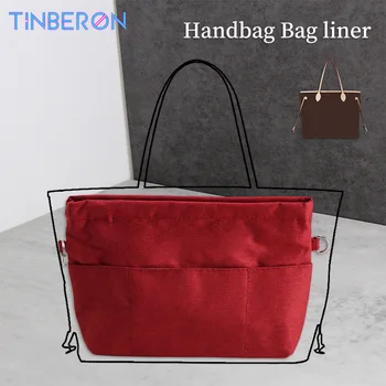 Органайзер за чанти TINBERON Bag liner четки, вътрешна чанта с множество джобове, чанти за грим от плат Оксфорд, поставяне-органайзер за пурпурен козметични чанти
